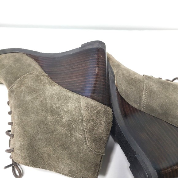 Franco Sarto Weston Bootie Size 8.5 Taupe Suede Leather Lace Up Wedge - Picture 10 of 16